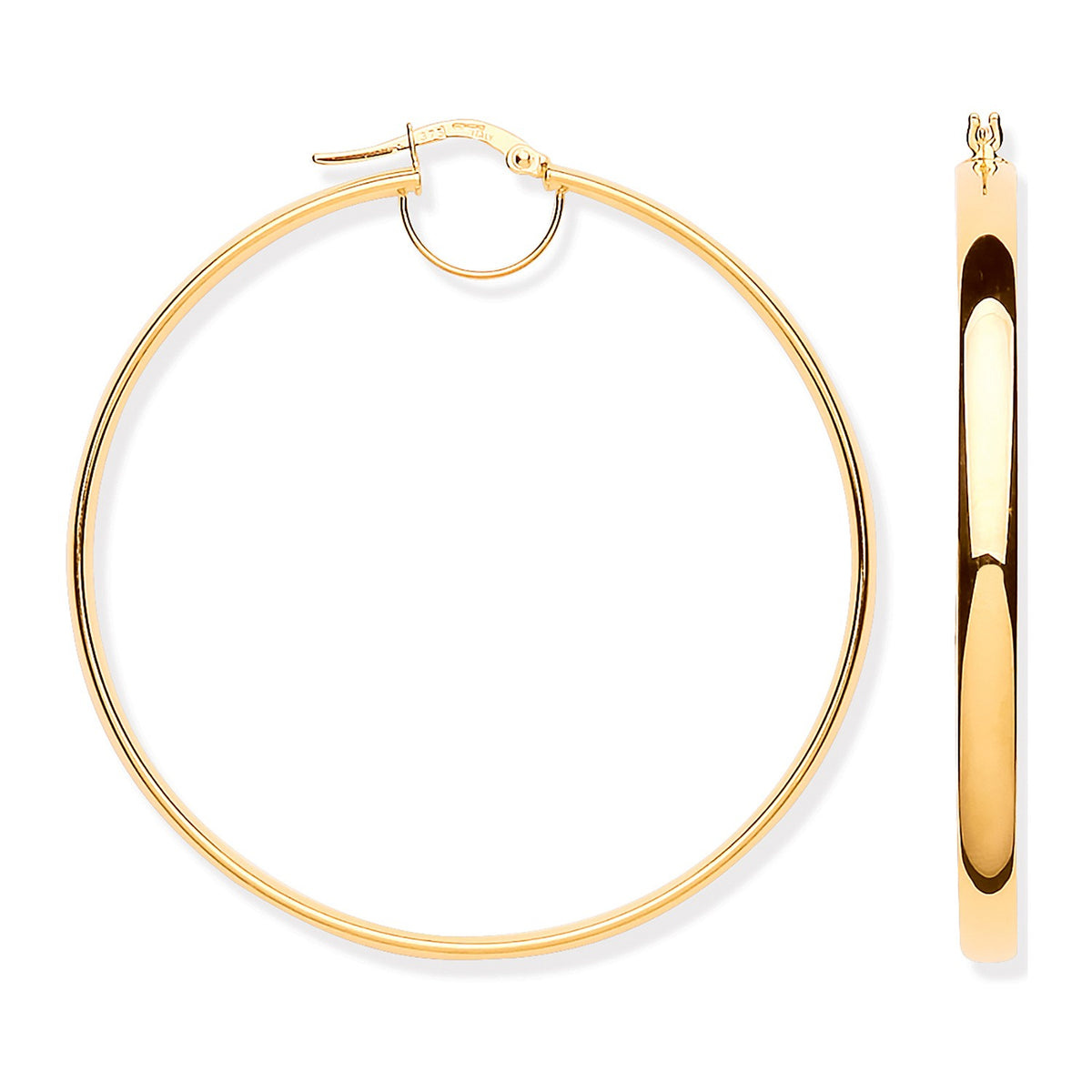 Yellow Gold 54mm Flat Tube Hoop Earrings