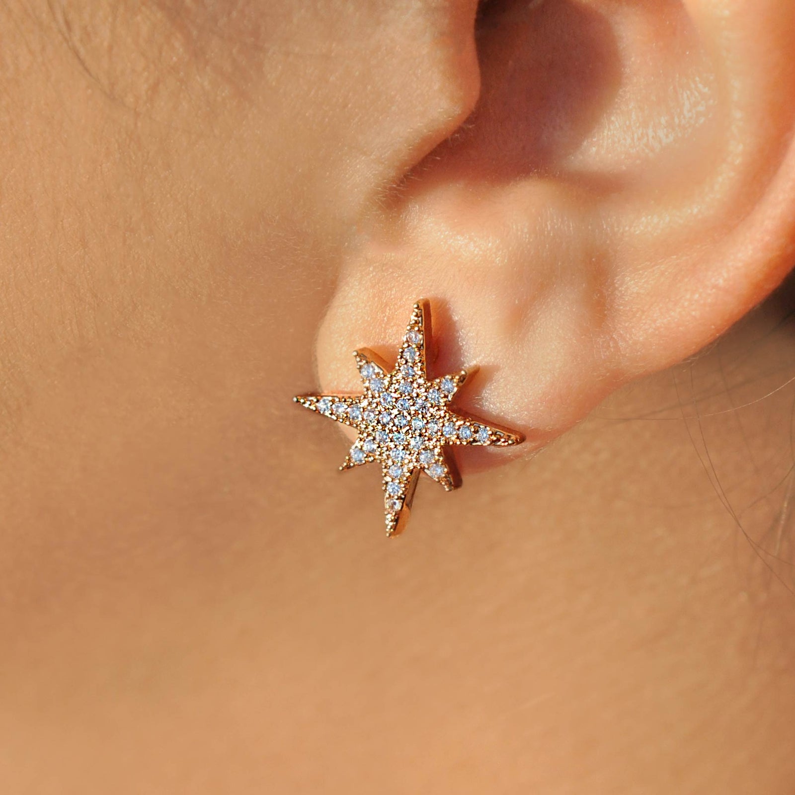 Elena rose gold effect star studs