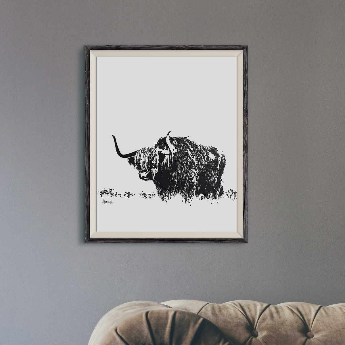 highland cow art print