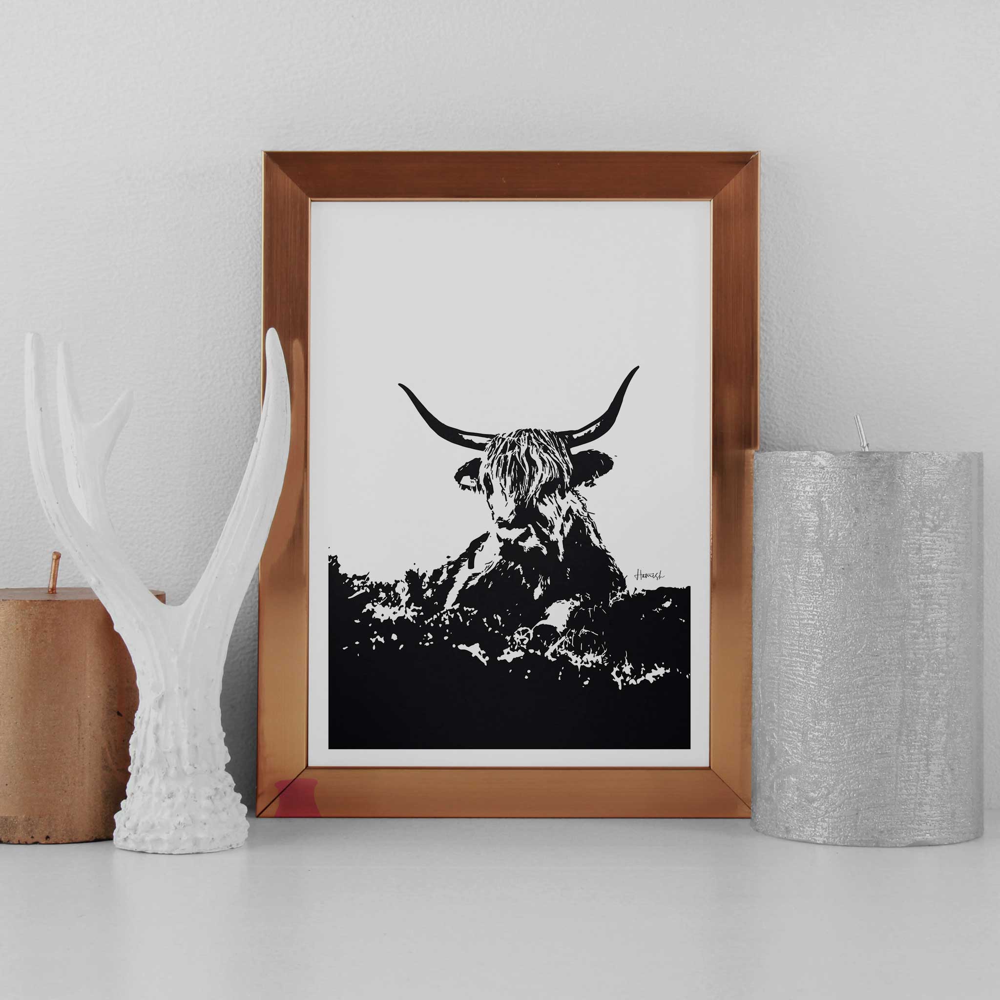 highland cow art print