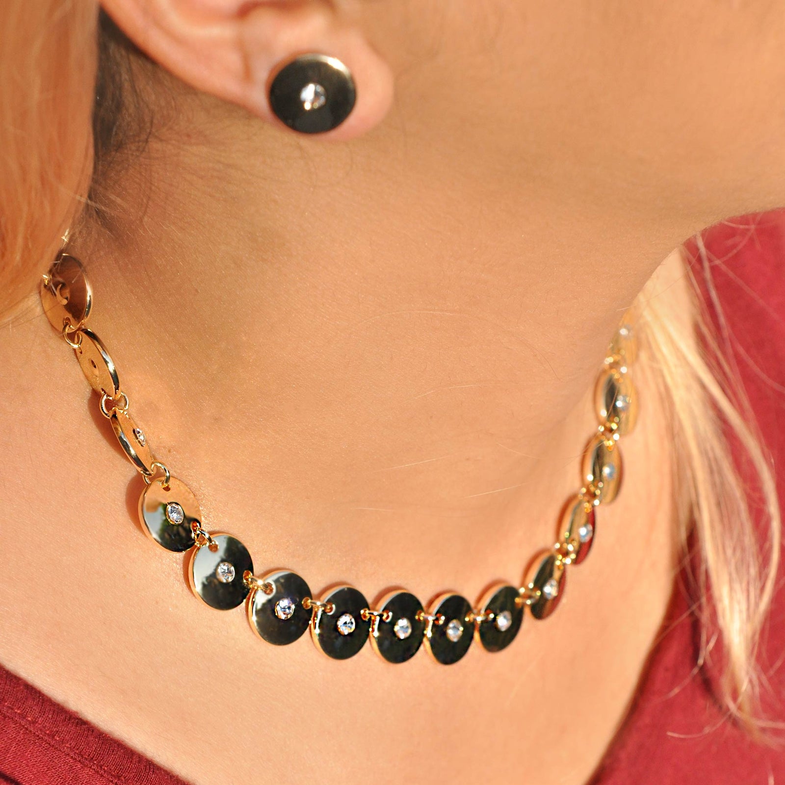 Irina Gold Button Necklace