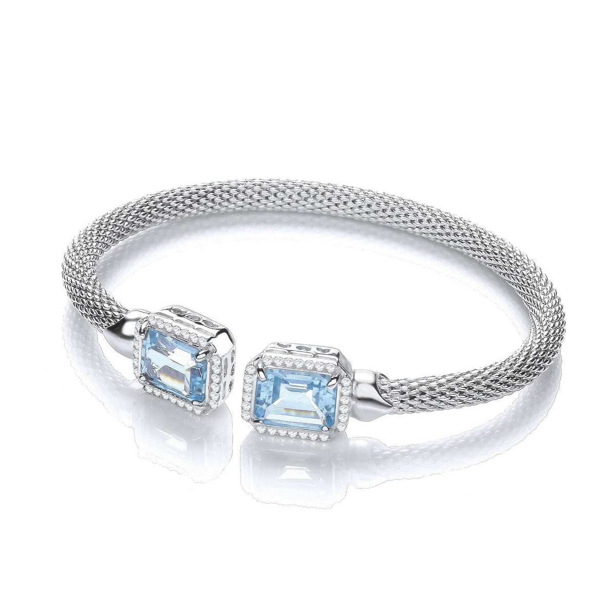 Torque Bangle with BlueTopaz and Cz&#39;s