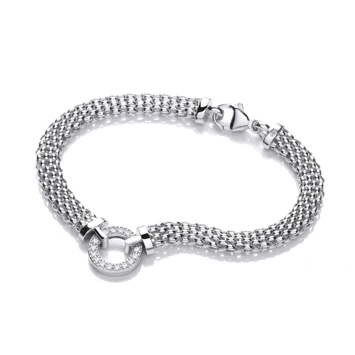 Mesh with Circle Cz&#39;s  Bracelet 7&quot;