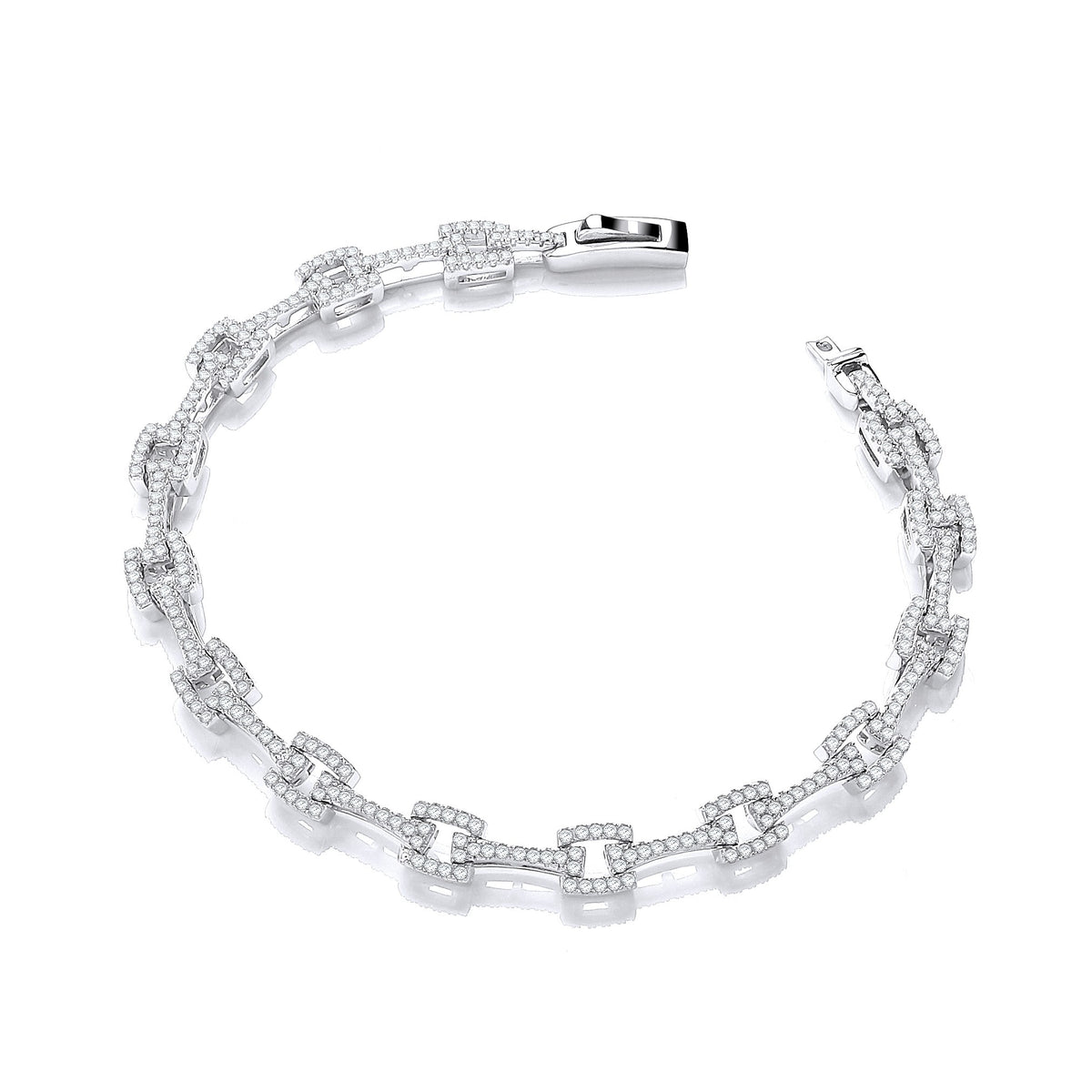 Micro Pave&#39; Cz  Square Link 7&quot;/19cm Bracelet
