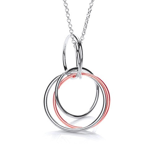 Interlocking 2 Tier Circles Pendant with 18&quot; Chain