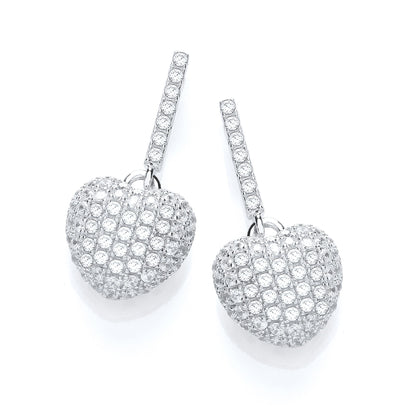 Micro Pave' Heart Drop Earring