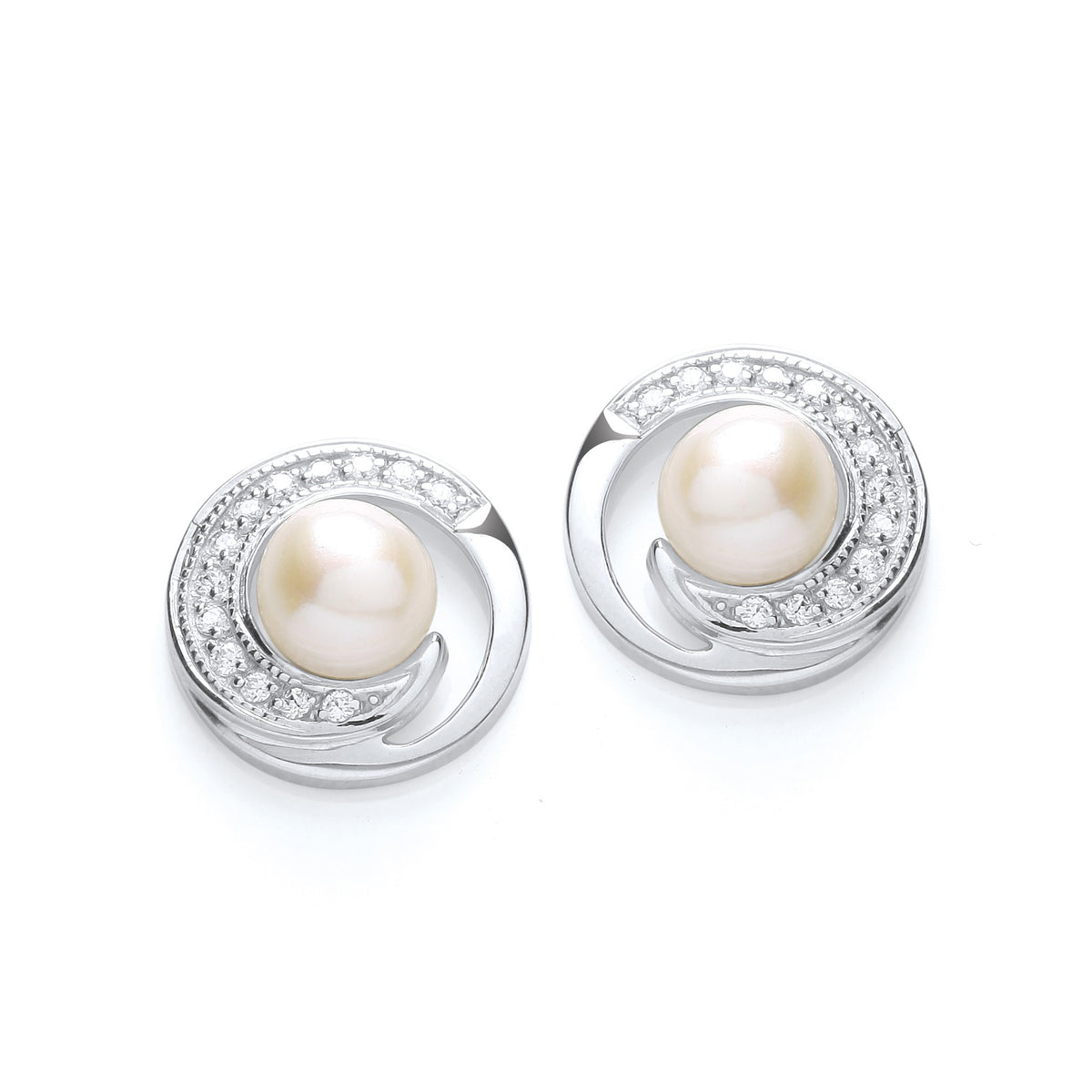 Micro Pave&#39; Fancy Stud Fresh water Pearl