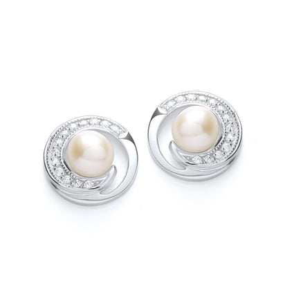 Micro Pave' Fancy Stud Fresh water Pearl