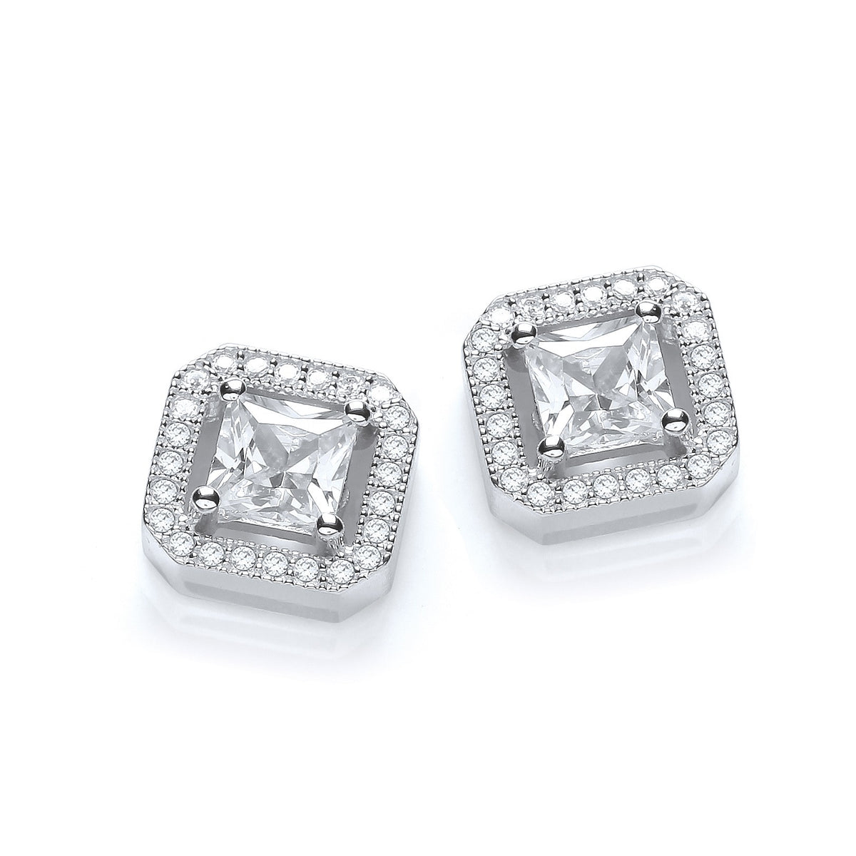 Micro Pave&#39; Princess Cut Cz Fancy Stud