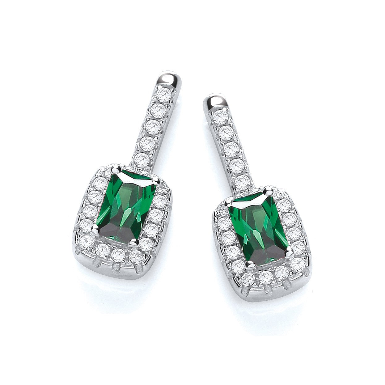 Micro Pave' Fancy Drop Earring with Small Green Cz