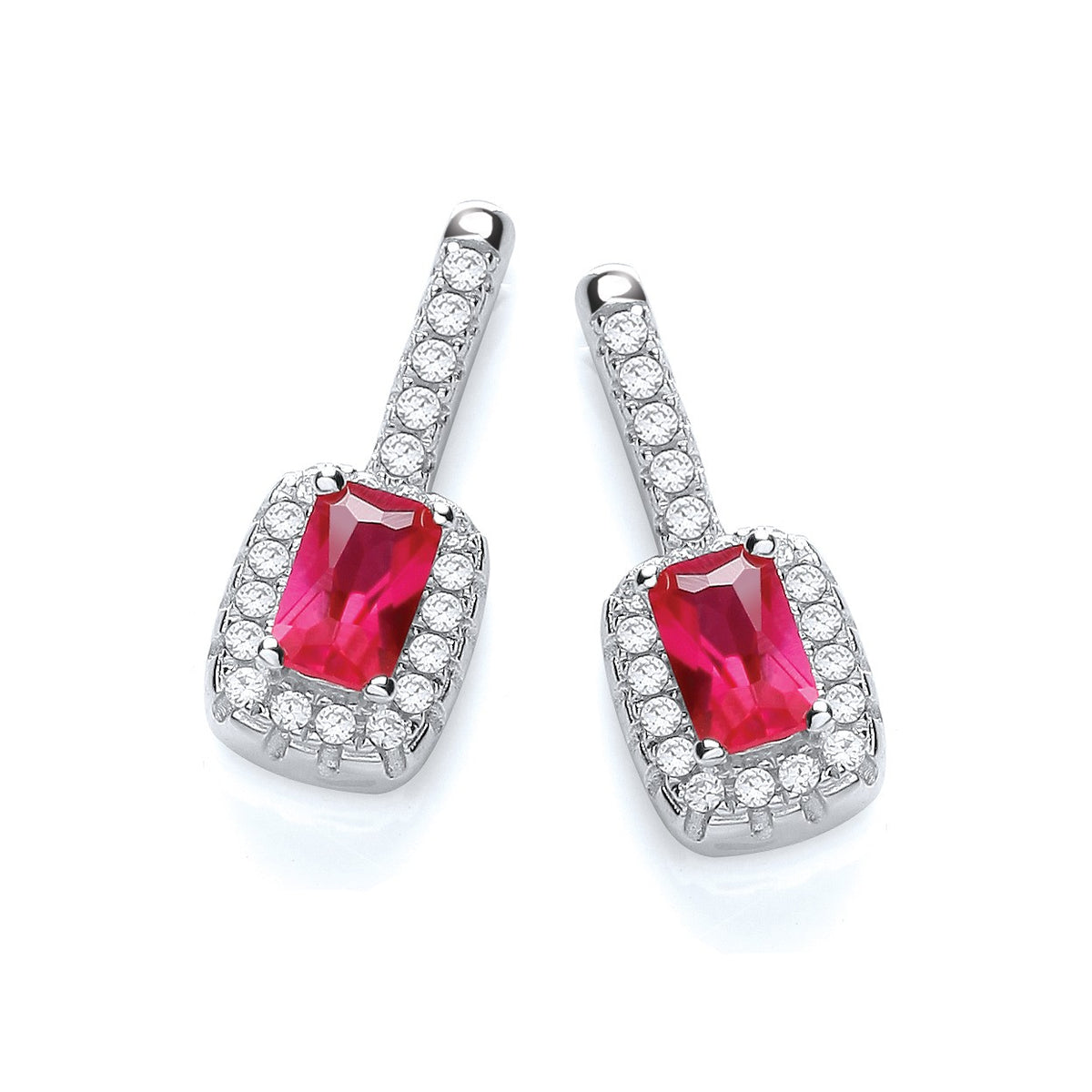 Micro Pave&#39; Fancy Drop Earring with Small Red Cz