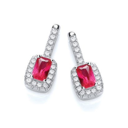 Micro Pave' Fancy Drop Earring with Small Red Cz