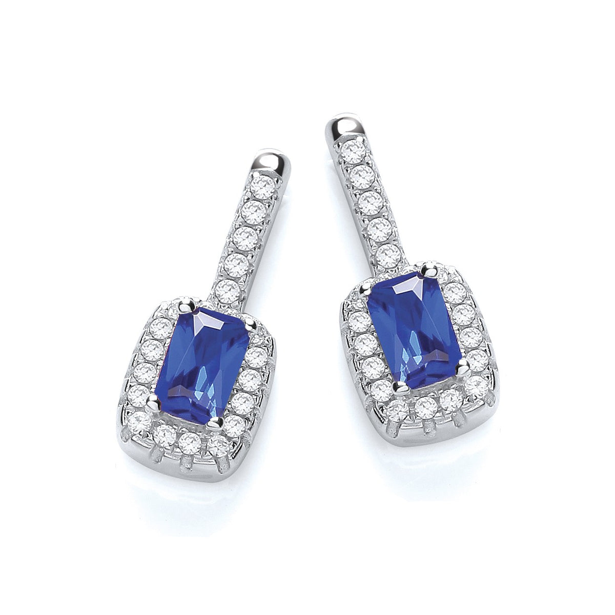 Micro Pave&#39; Fancy Drop Earring with Small Blue Cz