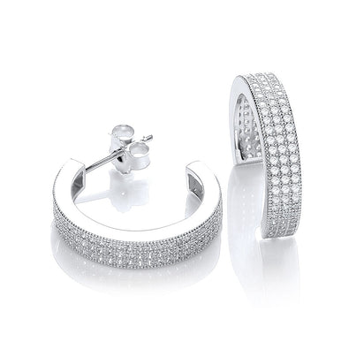 Micro Pave' Square Cz Half Tube Hoop