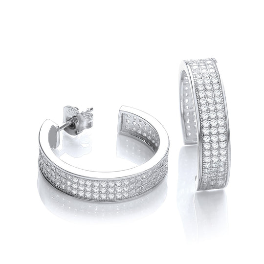 Hoop Three-Row Cz Earrings