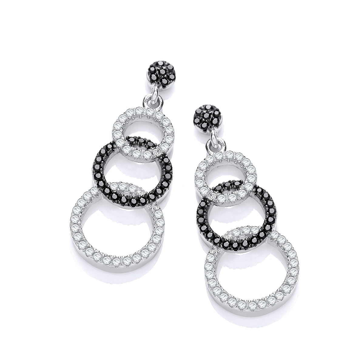 Micro Pave&#39; Black &amp; White CZ Drop Earrings