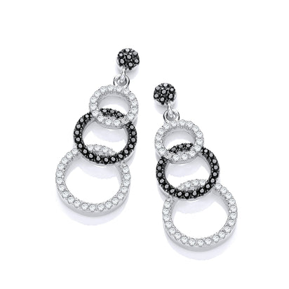 Micro Pave' Black & White CZ Drop Earrings