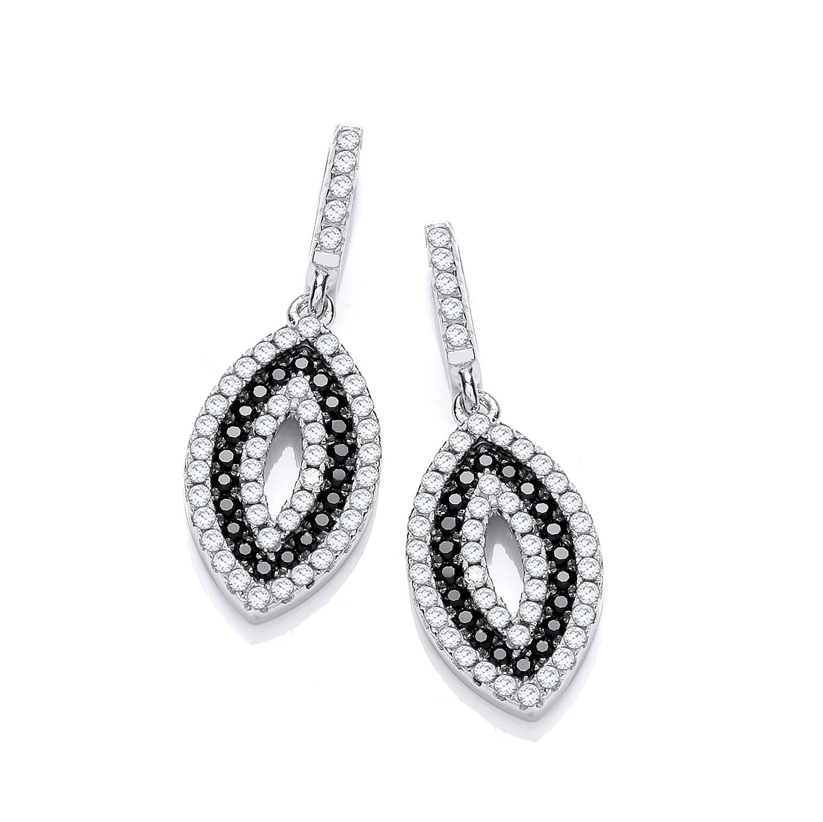 Micro Pave&#39; Black &amp; White CZ Drop Earrings