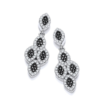 Micro Pave' Black & White CZ Drop Earrings