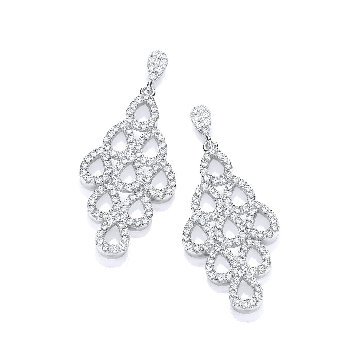 Micro Pave&#39; White CZ Drop Earrings