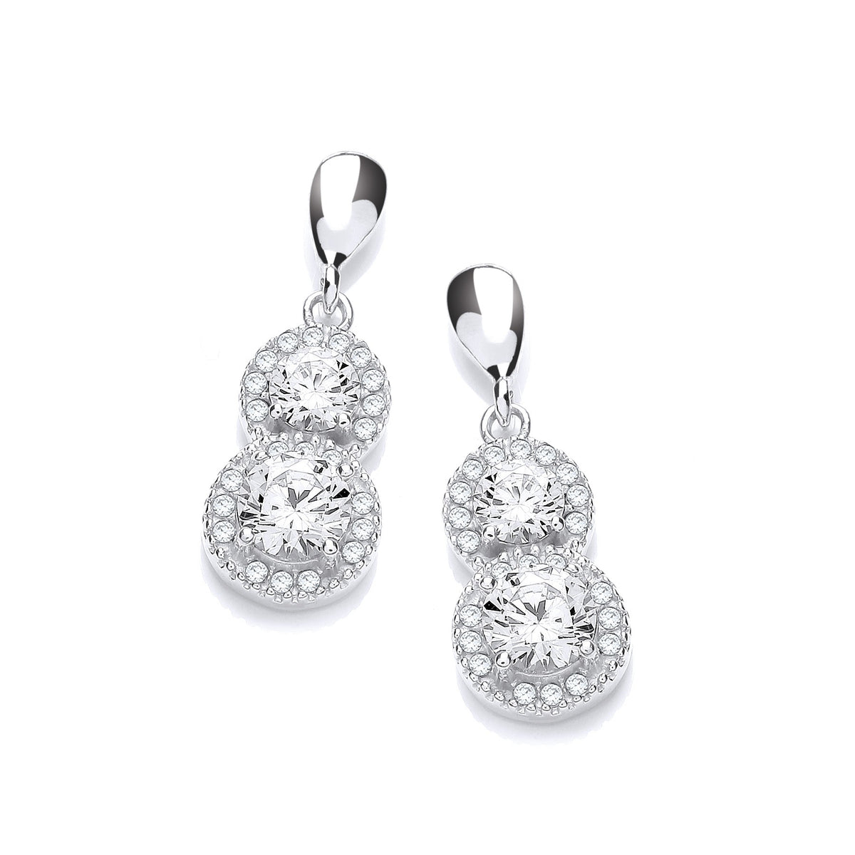 Micro Pave&#39; White CZ Drop Earrings
