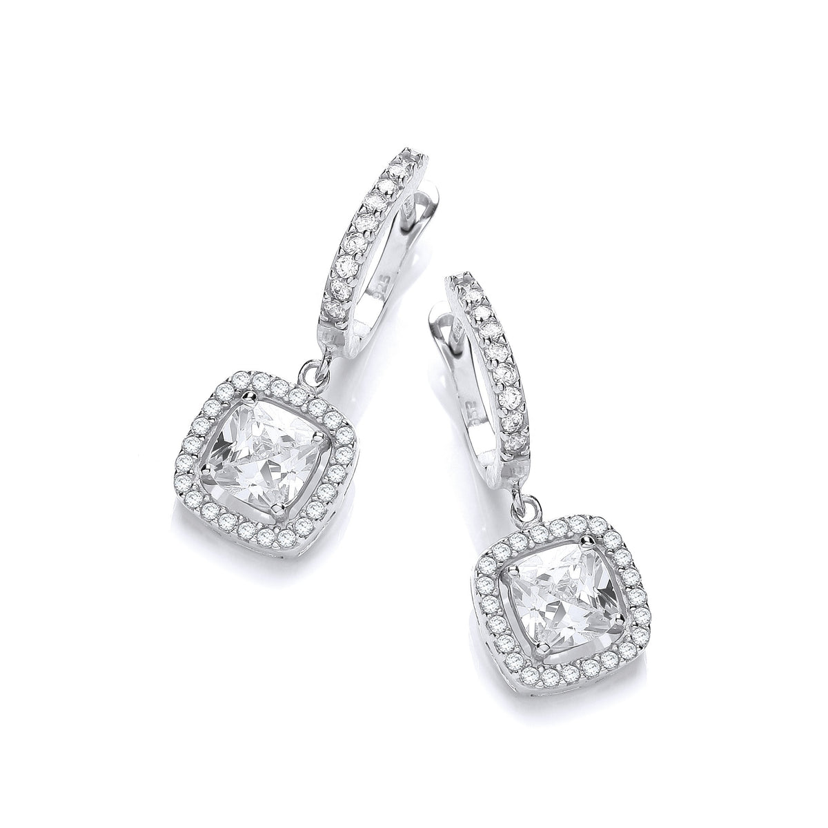 Micro Pave&#39; White CZ Drop Earrings