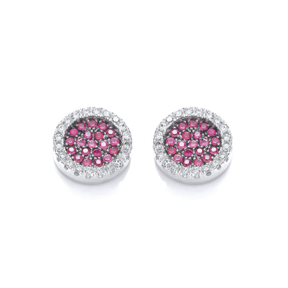 Micro Pave' Round Pink Cz Stud Earrings