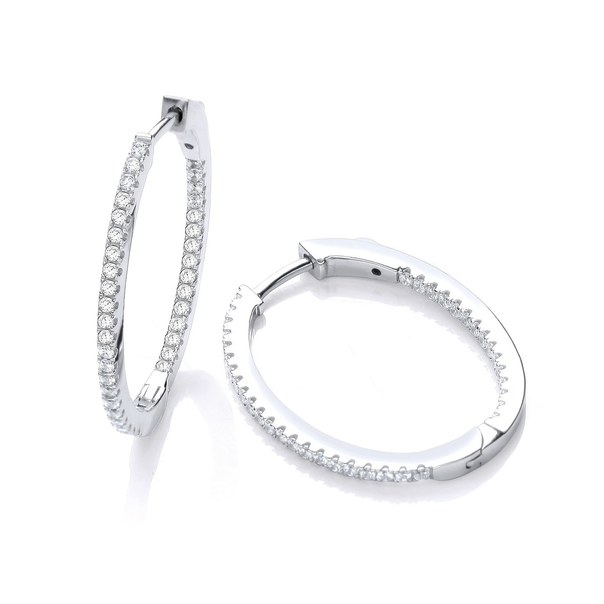 Micro Pave&#39; Oval Hoop Cz Earrings
