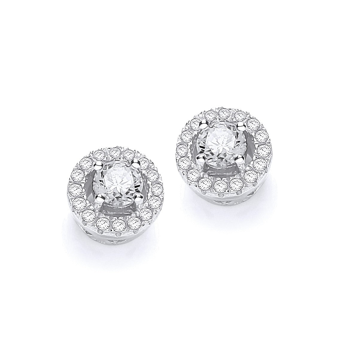 Micro Pave&#39; Halo Style Cz Earrings
