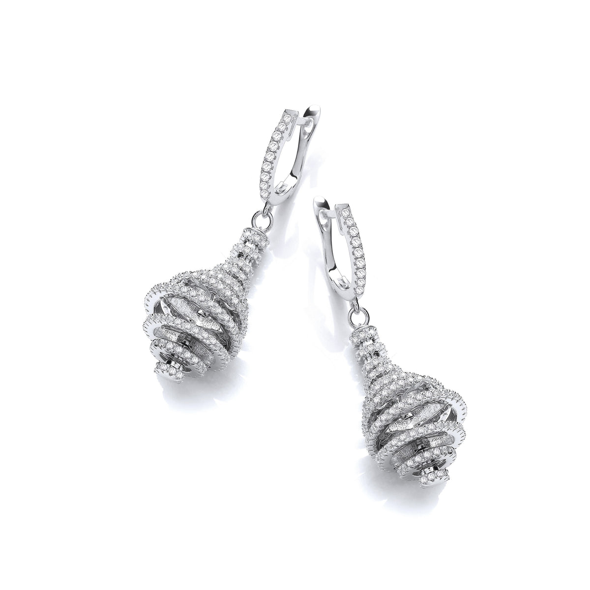 Micro Pave&#39; Circles Layered Into a Pear Shape Cz Earrings