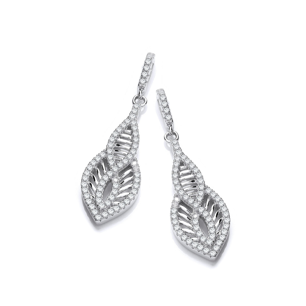 Micro Pave&#39;  Cz Encrusted Teardrop Shaped Earrings