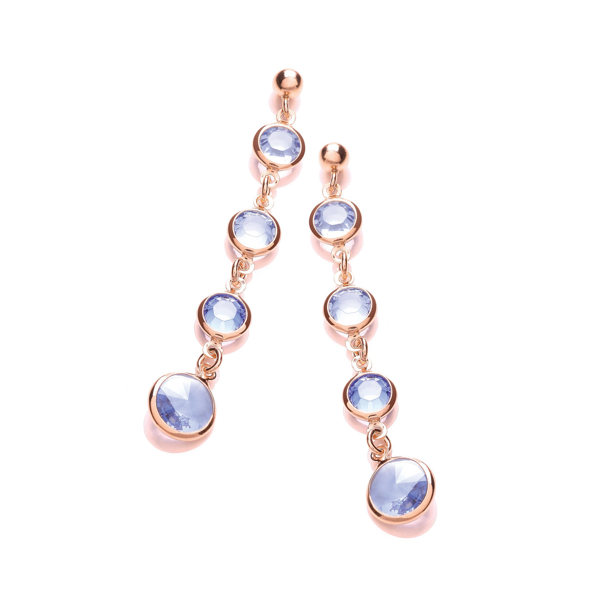 Blue Swarovski Stones, Rose Plated Drop Ear/s