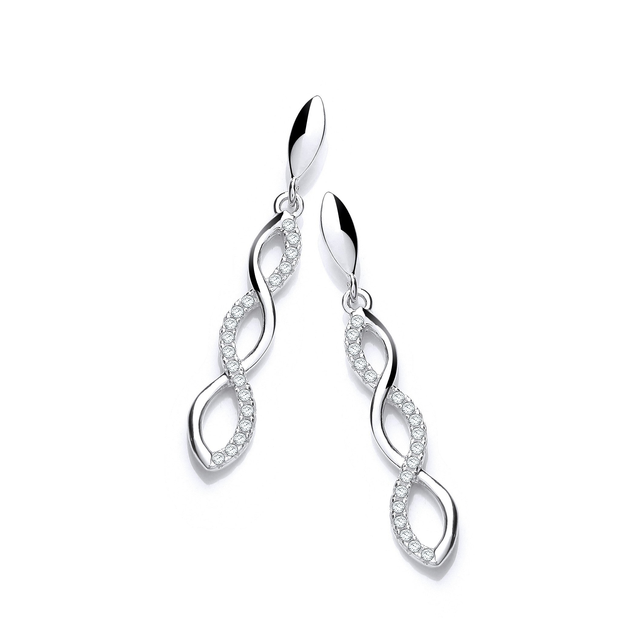 Micro Pave' Extended Figure of 8 Drop Cz Earrings