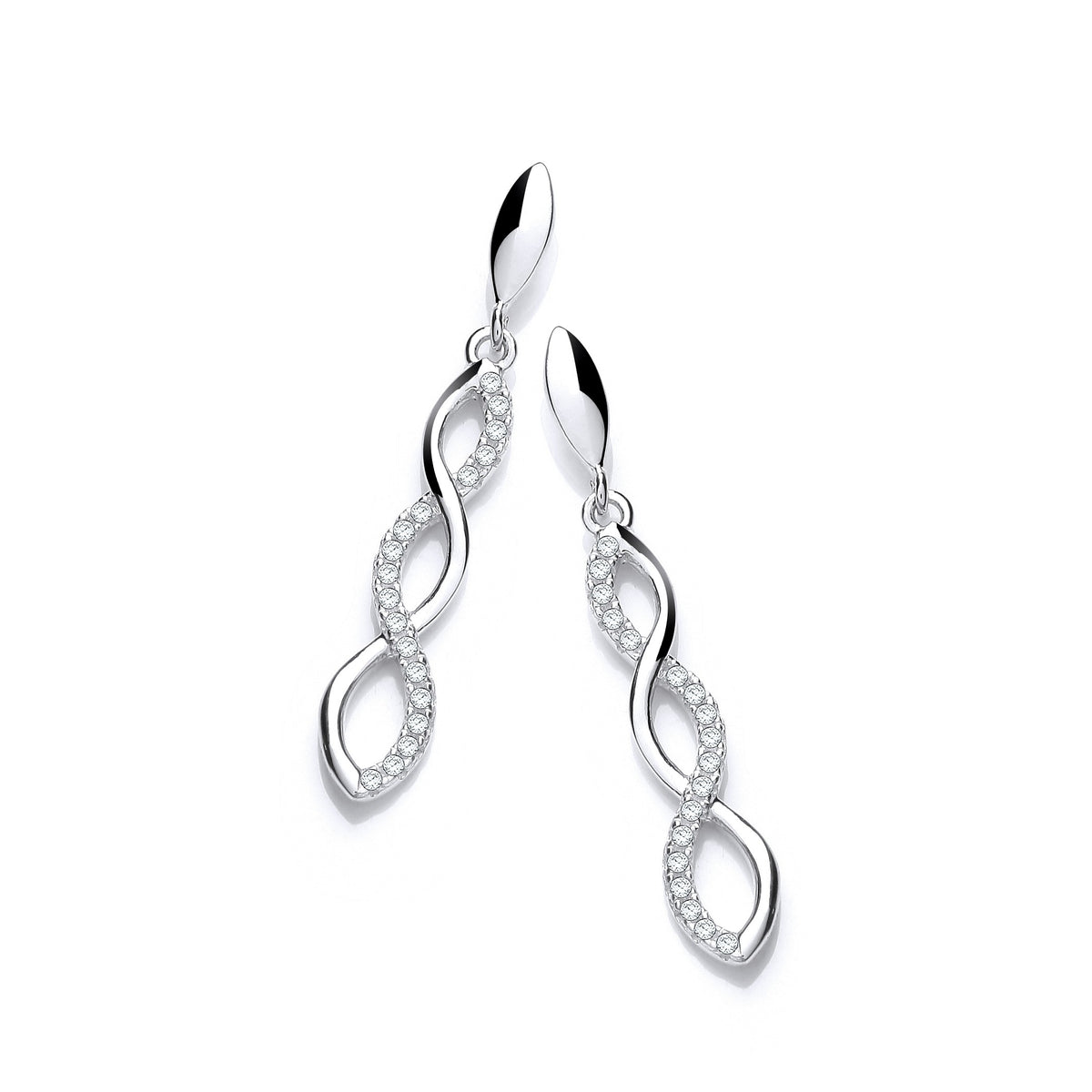 Micro Pave&#39; Extended Figure of 8 Drop Cz Earrings