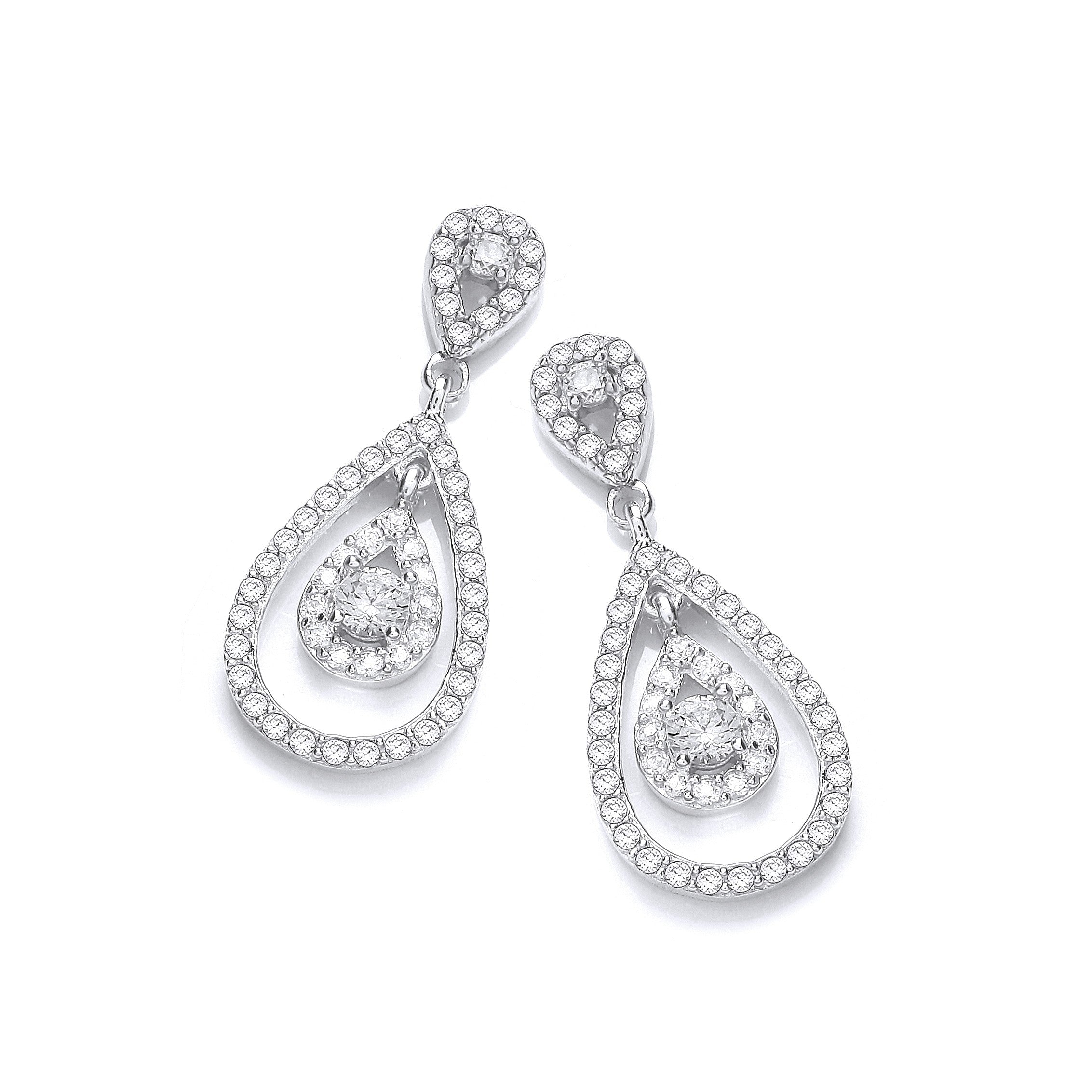 Micro Pave' Teardrop Cz Earrings