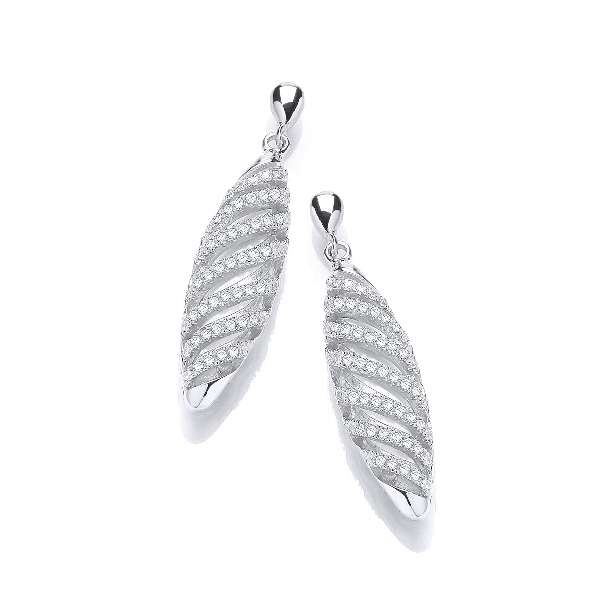 Micro Pave&#39; Fancy Swirl Cz Drop Earrings