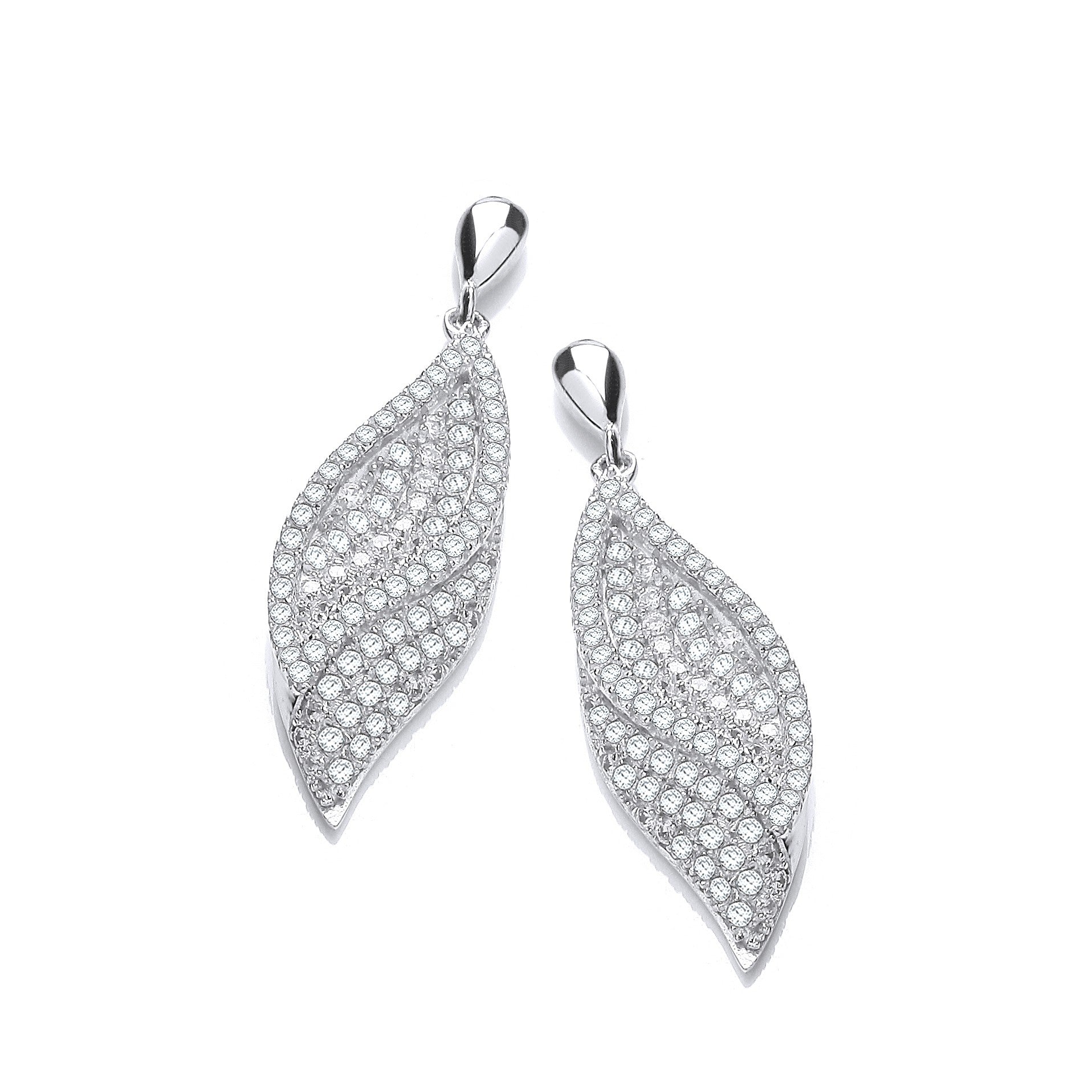 Micro Pave' Leaf Cz Earrings