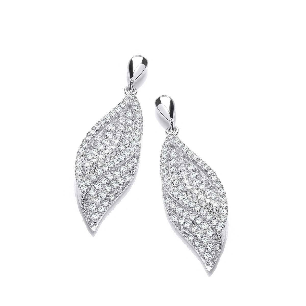 Micro Pave&#39; Leaf Cz Earrings