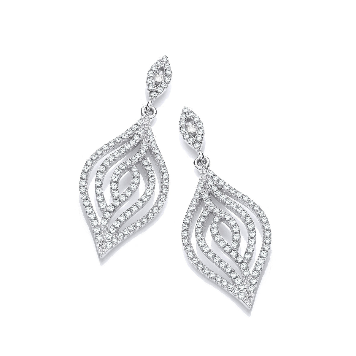 Micro Pave&#39; Leaf Cz Earrings