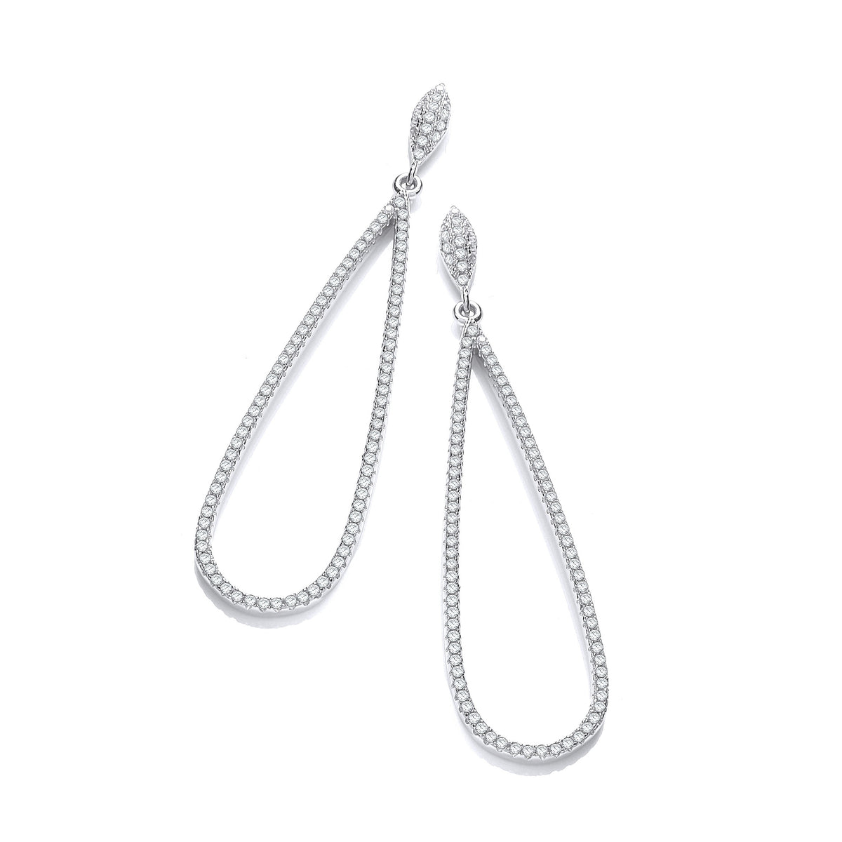 Micro Pave&#39; Long Drop Cz Earrings