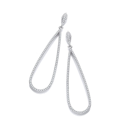Micro Pave' Long Drop Cz Earrings