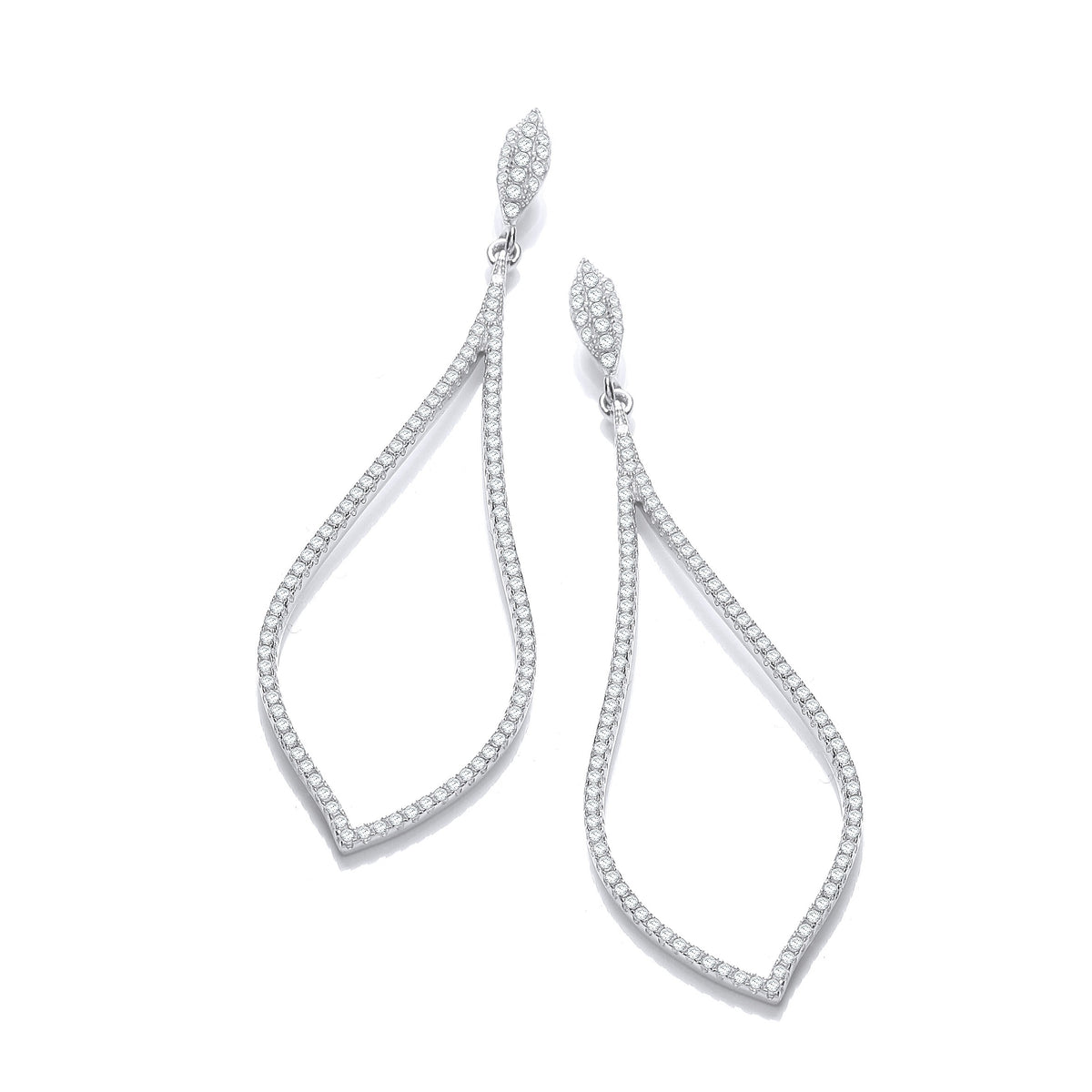 Micro Pave&#39; Long Tear Drop Cz Earrings