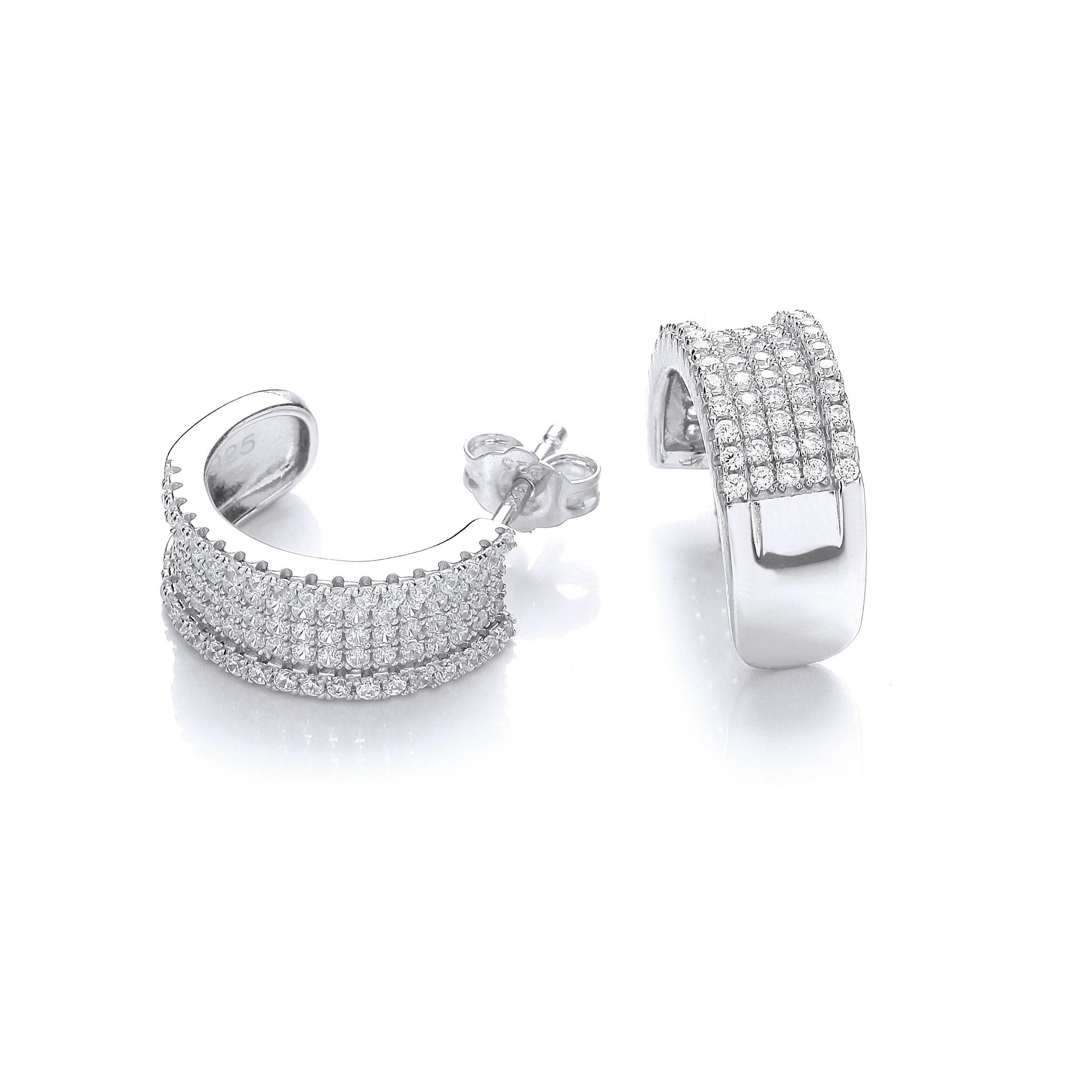 Micro Pave' 5 Row Cz Earrings