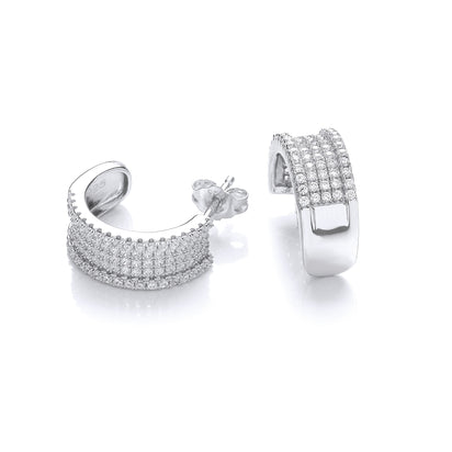 Micro Pave' 5 Row Cz Earrings