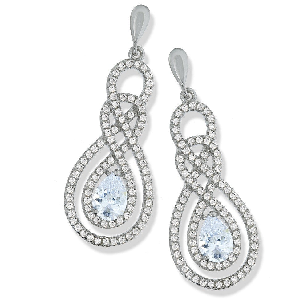Micro Pave Swirly Drop Cz Earrings
