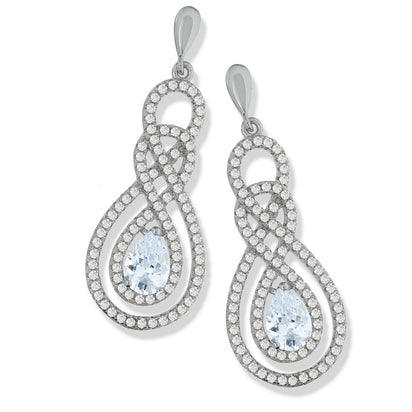 Micro Pave Swirly Drop Cz Earrings