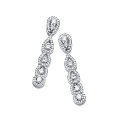 Micro Pave Tear Drops Cz Silver Earrings