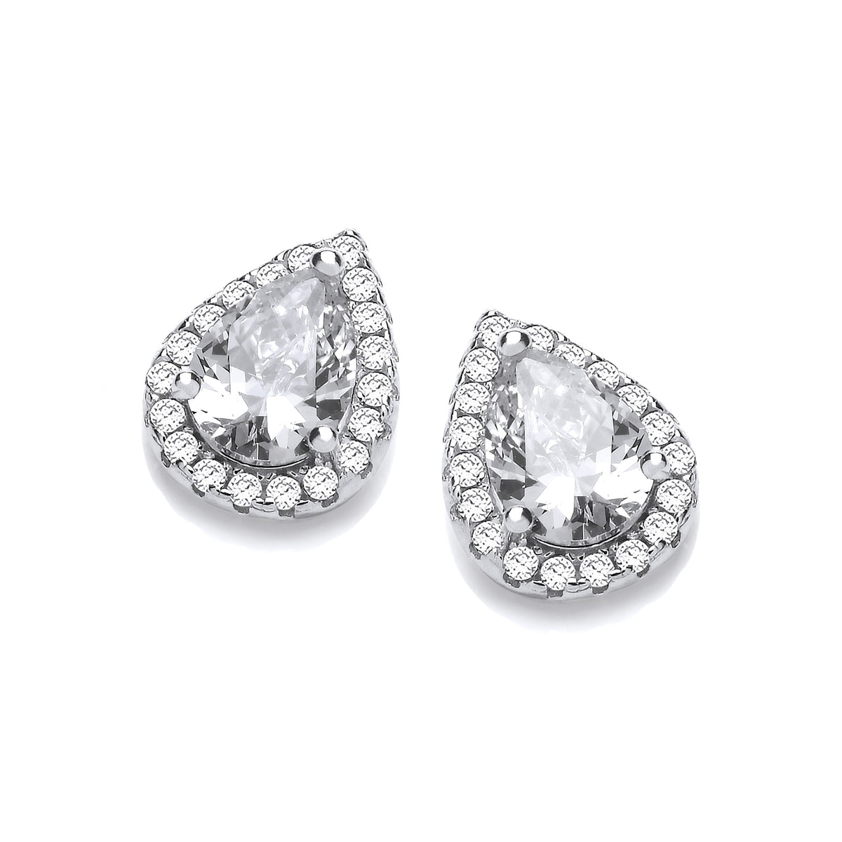 Teardrop Clear Cz Stud Earrings