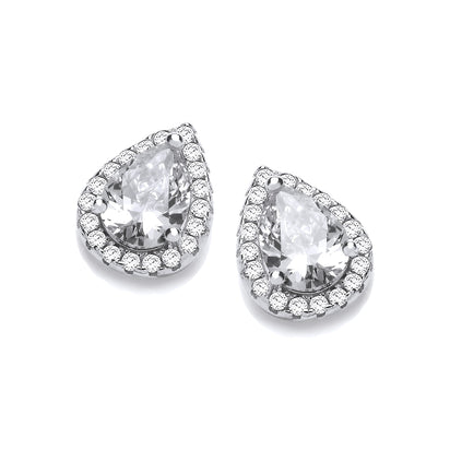 Teardrop Clear Cz Stud Earrings