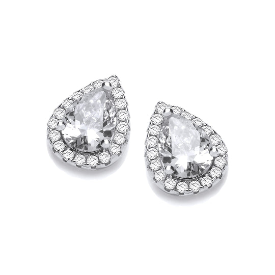 Teardrop Clear Cz Stud Earrings